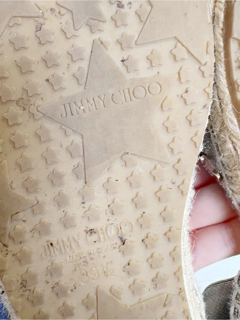 Jimmy Choo Dreya Gold Metallic Lame Espadrille Flats Size 39.5 US 9.5 Studded